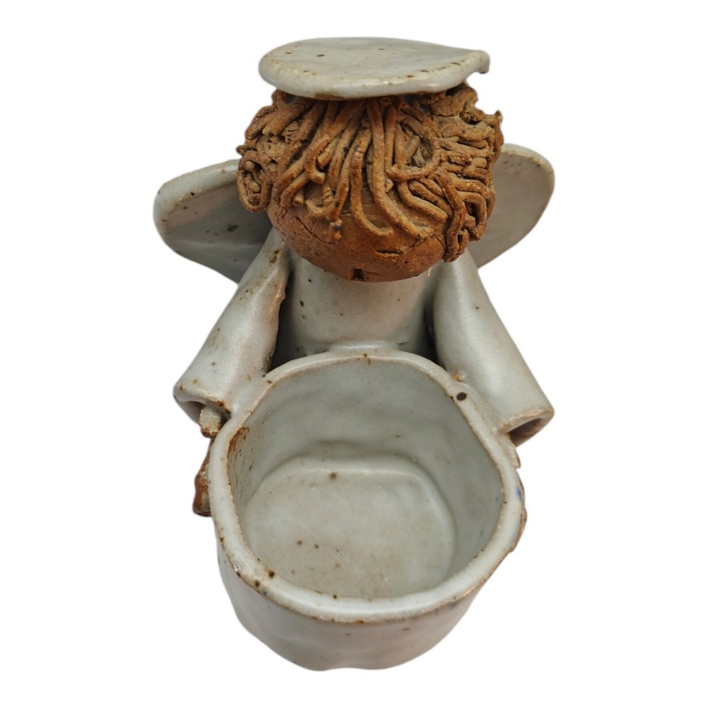 Studio Art Potter Clay Glazed Angel Candle Holder