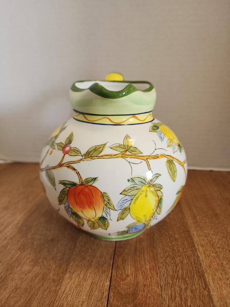 Hand Painted Ball Pitcher with Fruit Pattern