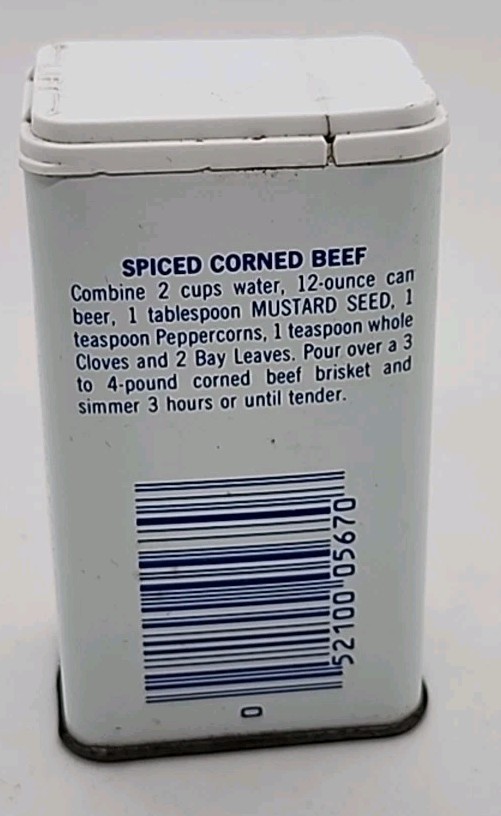1974 McCORMICK Whole Mustard Seed Spice Tin * Empty