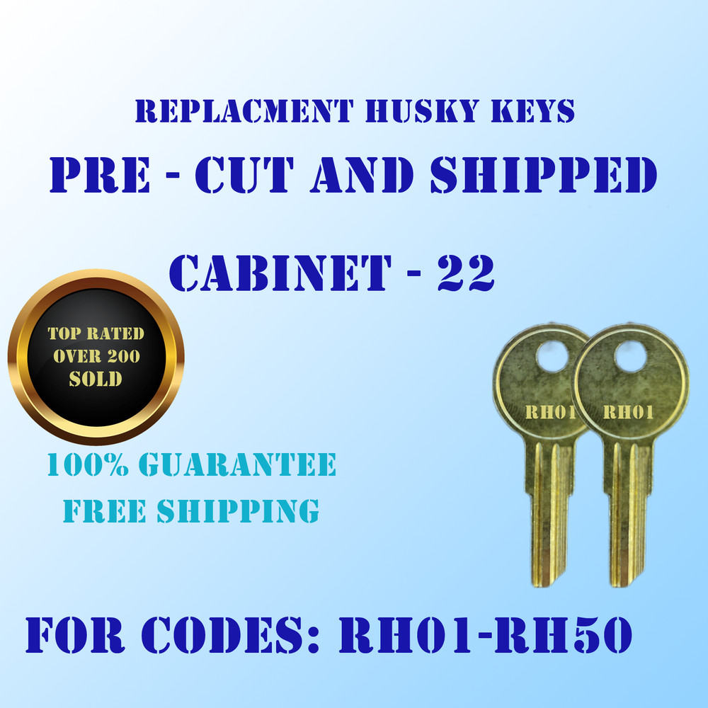 RH01-RH50. Pair of replacement keys for Husky tool box locks. Cut to your code.