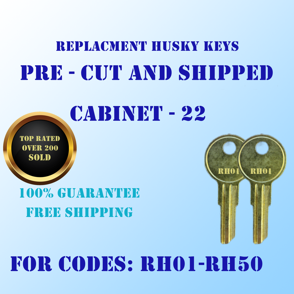 RH01-RH50. Pair of replacement keys for Husky tool box locks. Cut to your code.