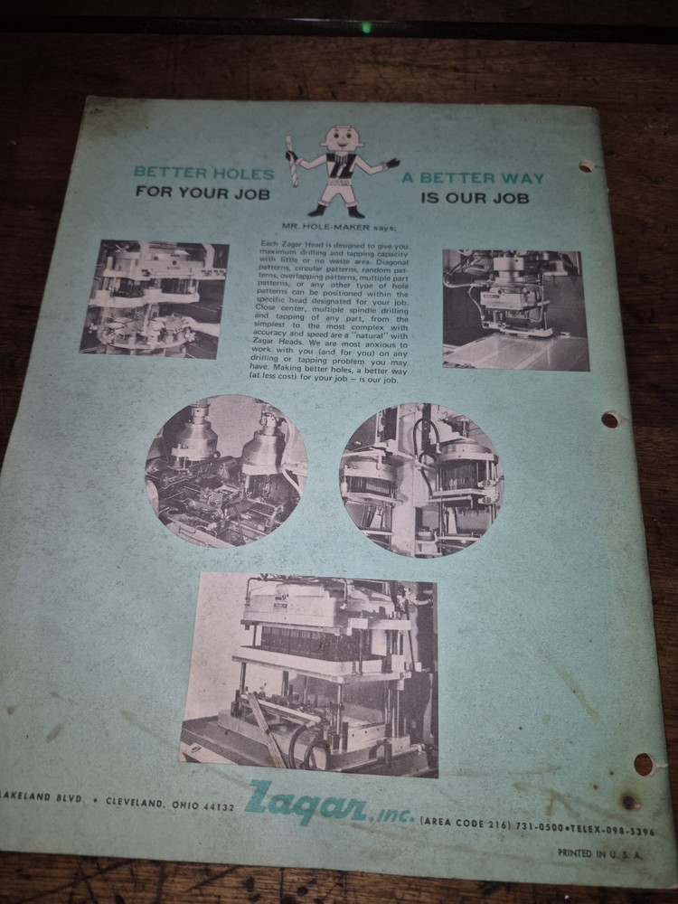 Zagar Engineering Drilling and Tapping Heads