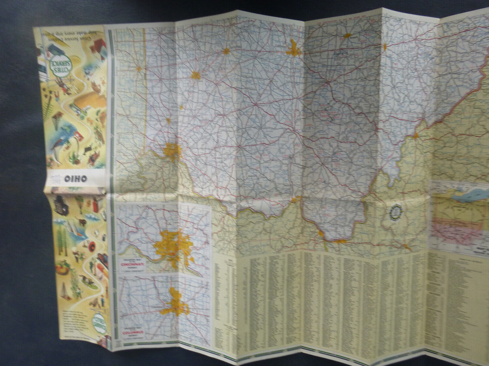 1948 Ohio road map Cities Service gas