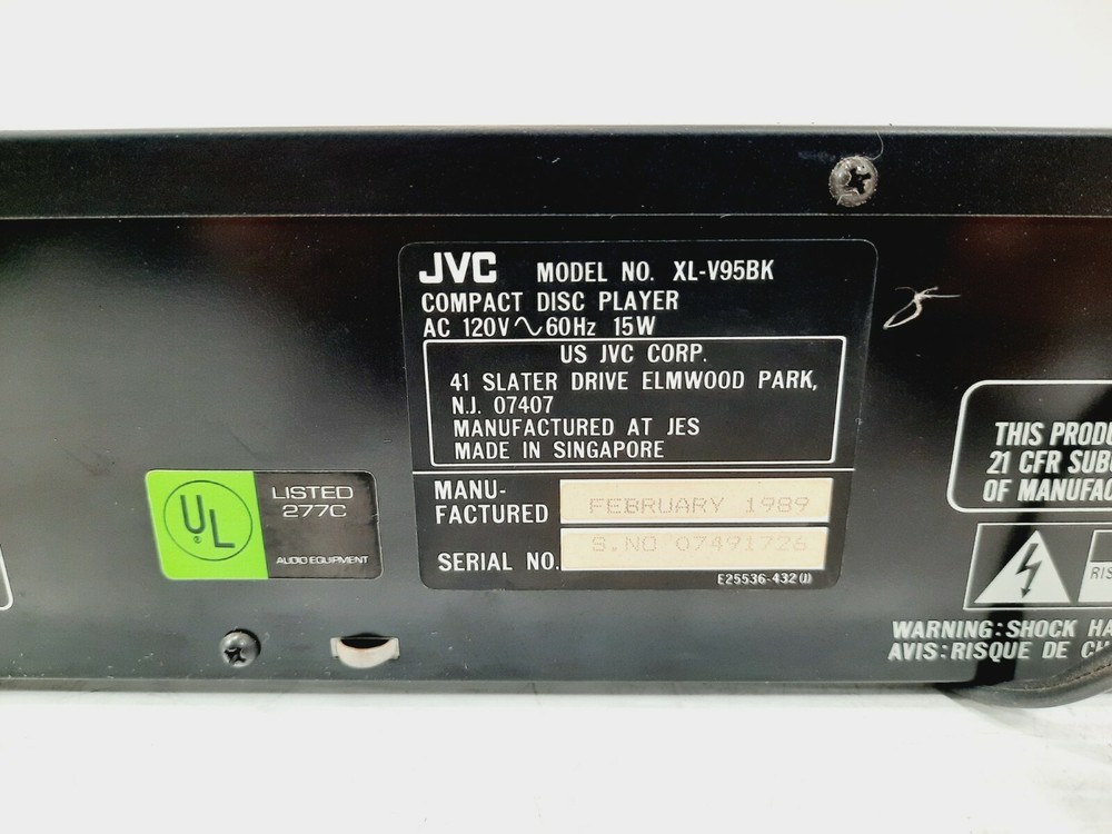 JVC XL-V95BK Compact CD Player/ Dual D/A Convertor System - ■S■Tested & Working■