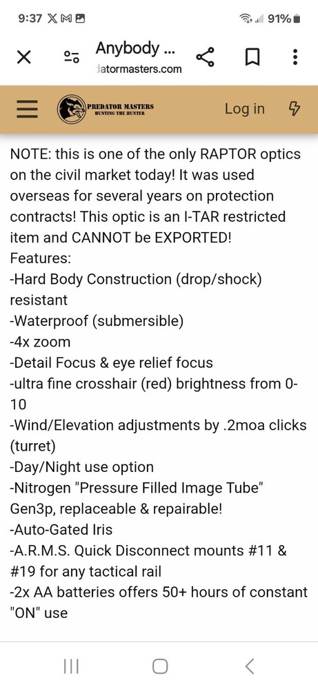 Gen 3 Raptor Night Vision Scope