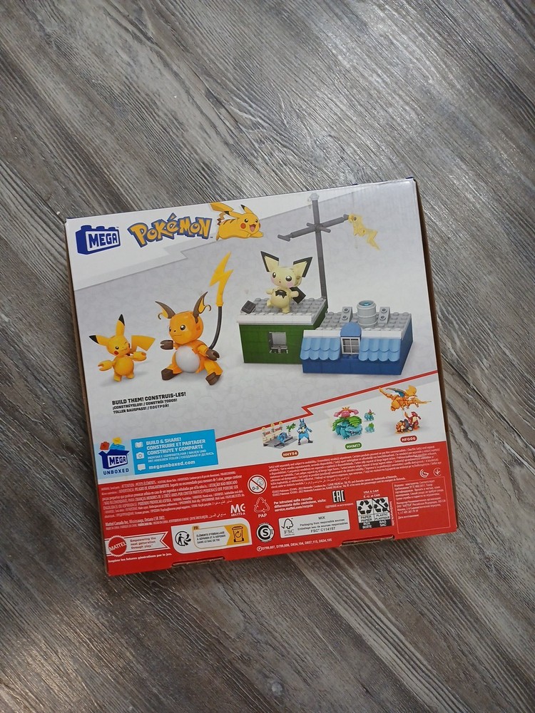 Mega Pokemon Bricks Set Pikachu Evolution Set Open Box Building Toy Kit Mattel