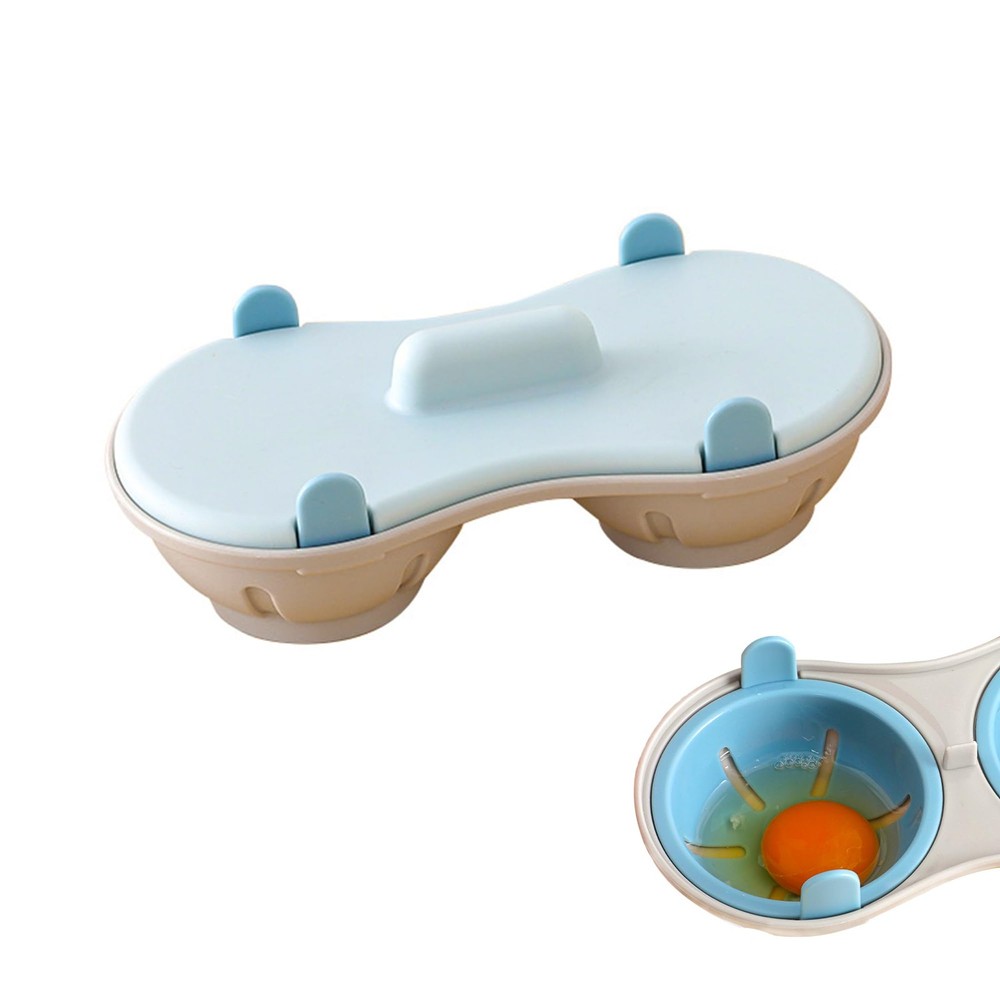2 Cavity Microwave Egg Cooker, Breakfast Double Row Egg Cooker, Poached Egg C