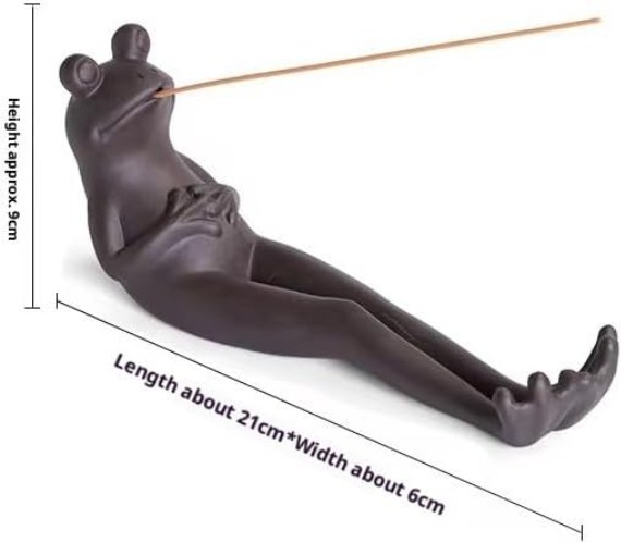 Frog Incense Burner & Holder, Ceramic Ash Catcher Tray | Decorative Aromather...