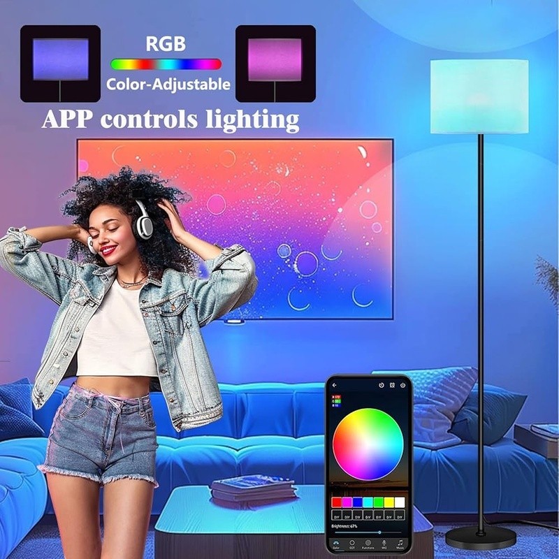 Smart Floor Lamp Remote Control RGB Music Sync Adjustable Brightness Timer New