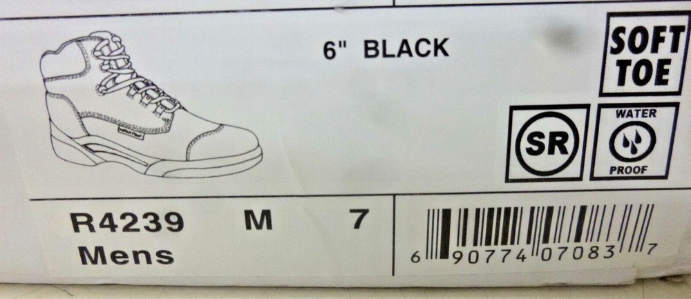 NEW WARSON 6" Work Boot, 7, M, Men's, Black, Plain Toe Type R4239