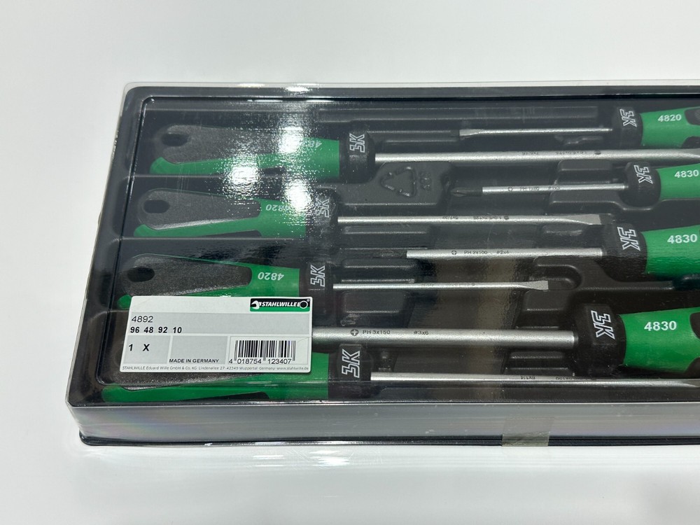 NEW Stahlwille Tools Germany 4892 8pc Drill Screwdriver Set, 3 Component Handle