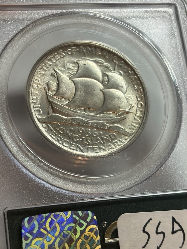 1936 Long Island Commemorative Silver Half Dollar 50C PCGS MS63 OGH