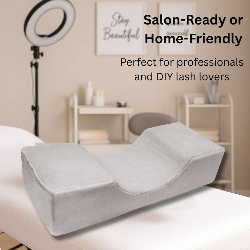 Grey Memory Foam Lash Pillow U-Shaped Neck Support & Storage Variation