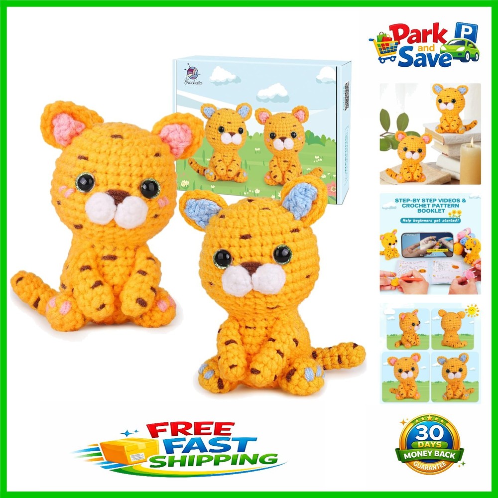 Beginner Crochet Kit for Adults - 5 Yarn Colors & Step-by-Step Video Tutorials