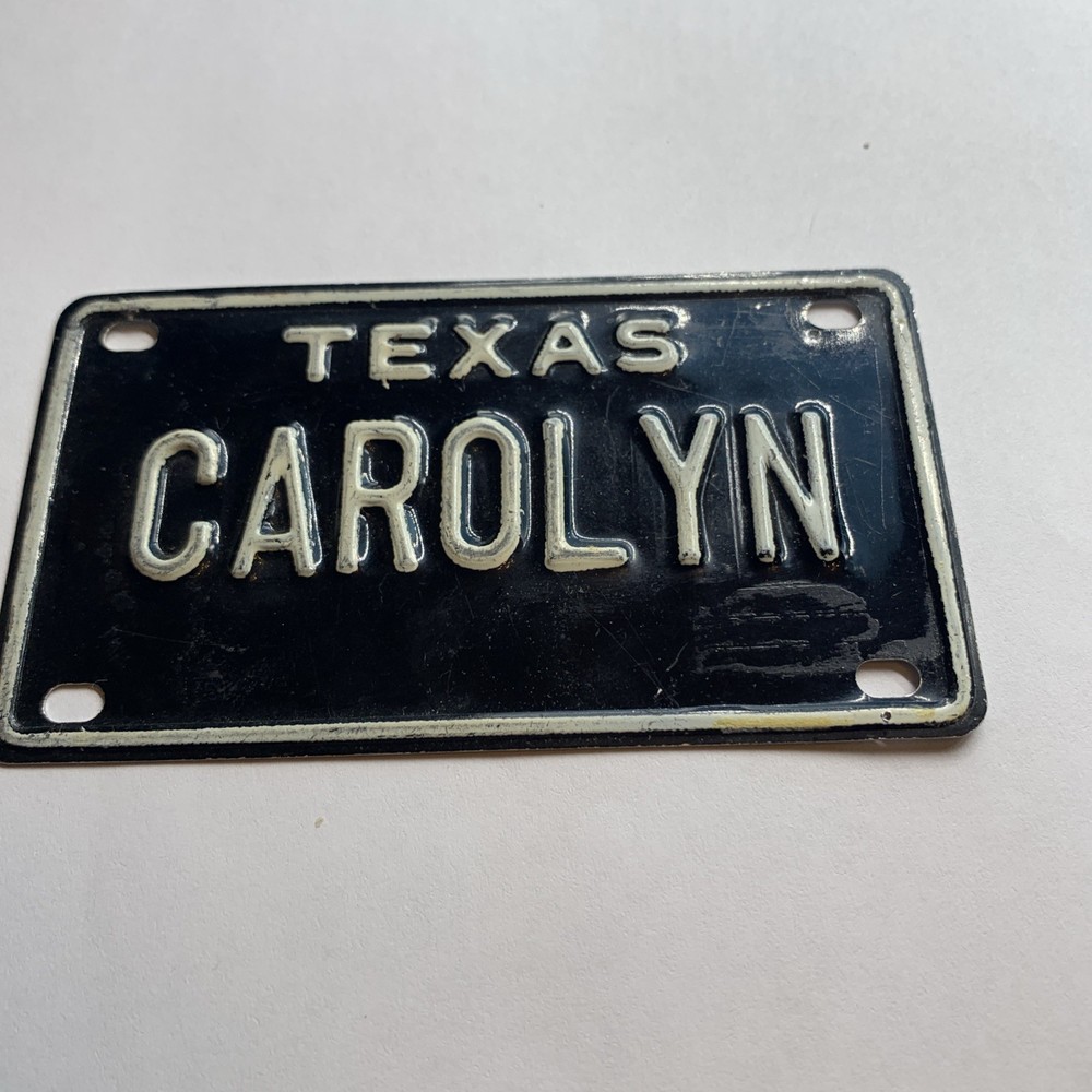 Vtg Bicycle License Plate Carolyn