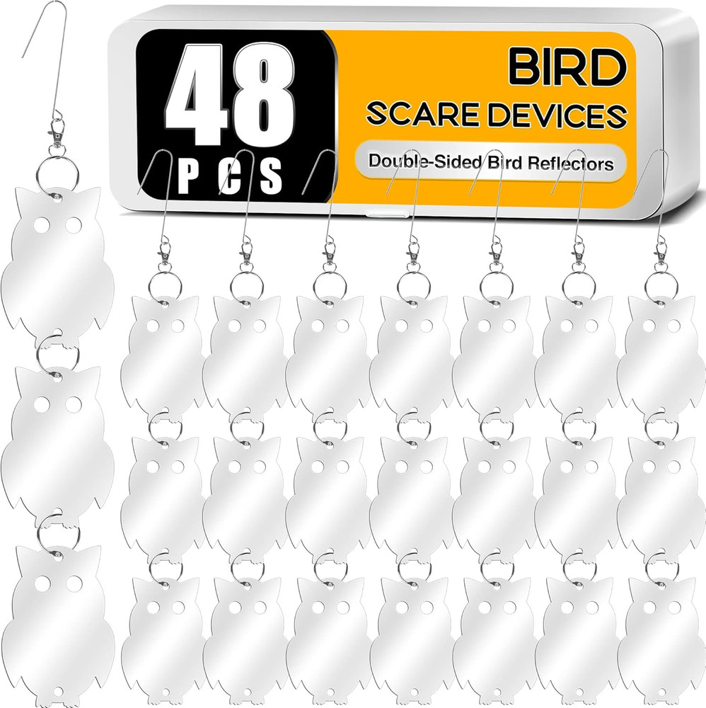 48 Pcs Bird Scare Discs, Reflective Double-Sided Bird Reflectors Upgraded Discs