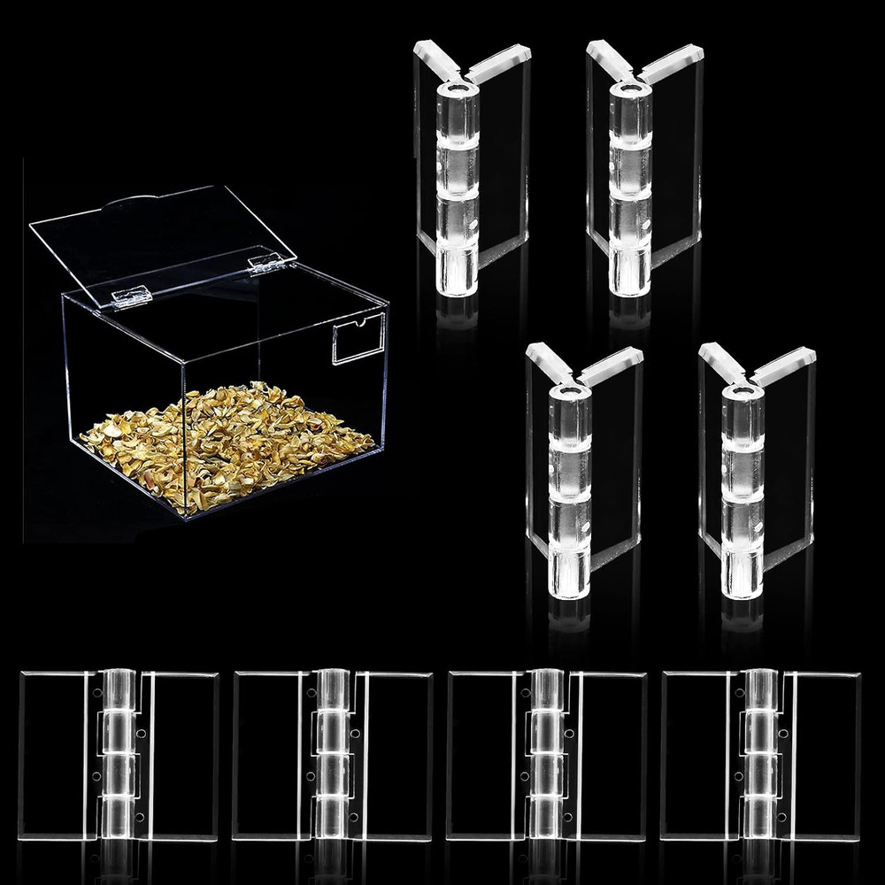 20 Pcs Plastic Hinges Clear, Tranparent Acrylic Hinges Mini Hardware for Box Han