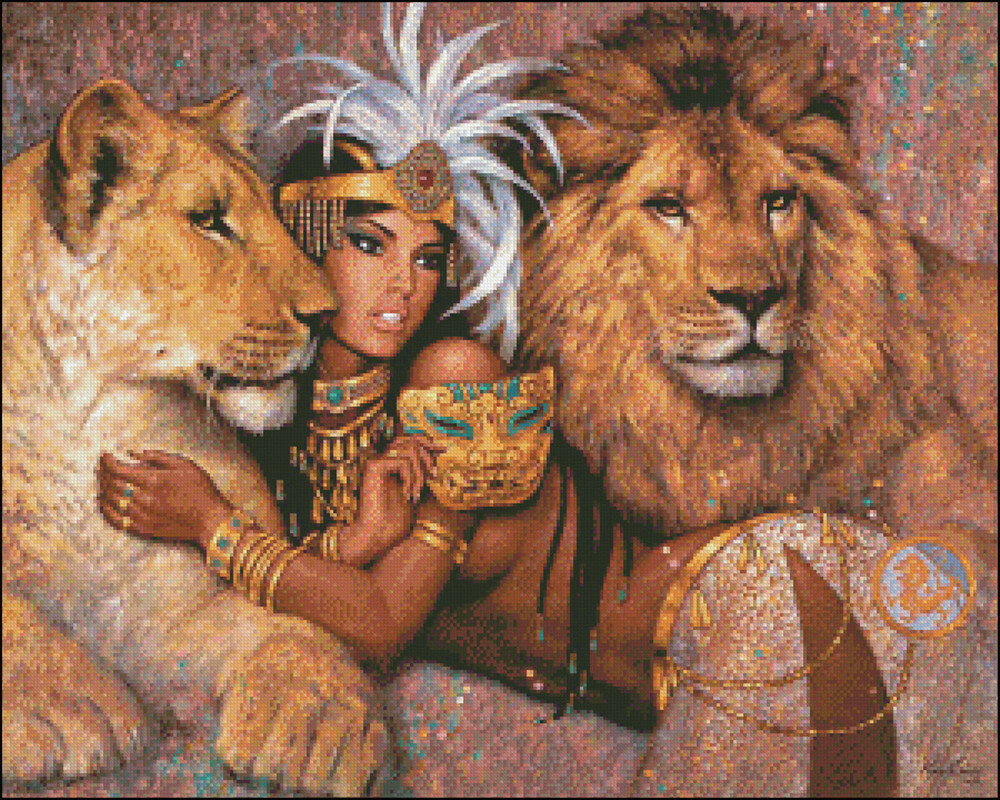 Lioness - DIY DMC Chart Counted Cross Stitch Patterns Needlework Embroidery