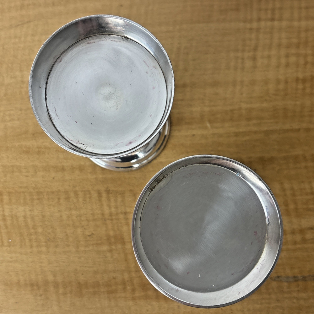 Crabtree & Evelyn PAIR Pillar Silver Plate Candle Holders