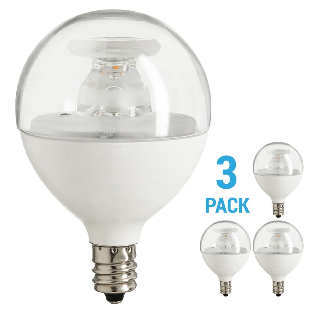 3 Pack LED G16.5 Globe Light Bulb 7W =60W Dimmable Candelabra E12 Vanity Clear