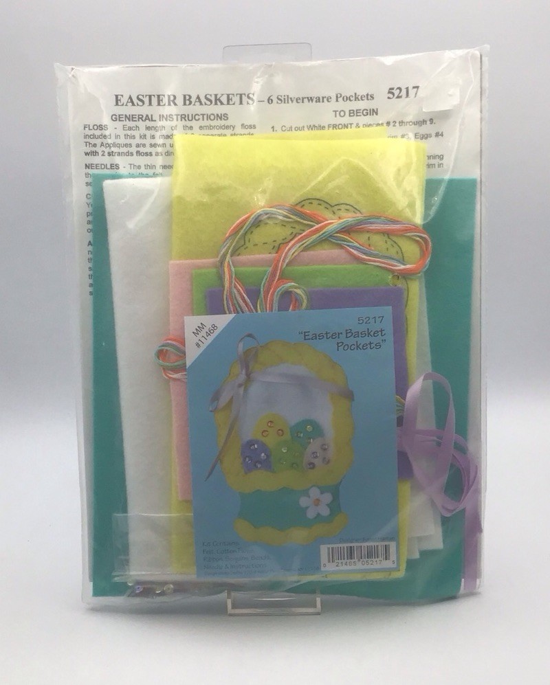 Mary Maxim Felt Easter Basket Pockets 6 Silverware Pockets #5217