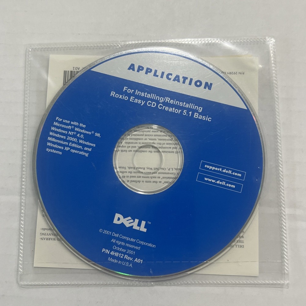 Dell Reinstallation Disk Drivers & Utilities, Roxio Easy CD Creator 5.1 Basic, +