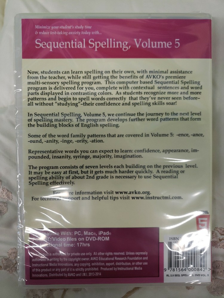 AVKO SEQUENTIAL SPELLING LEVEL VOLUME 5 DVD-ROM NEW VERSION 2.5 English DVD