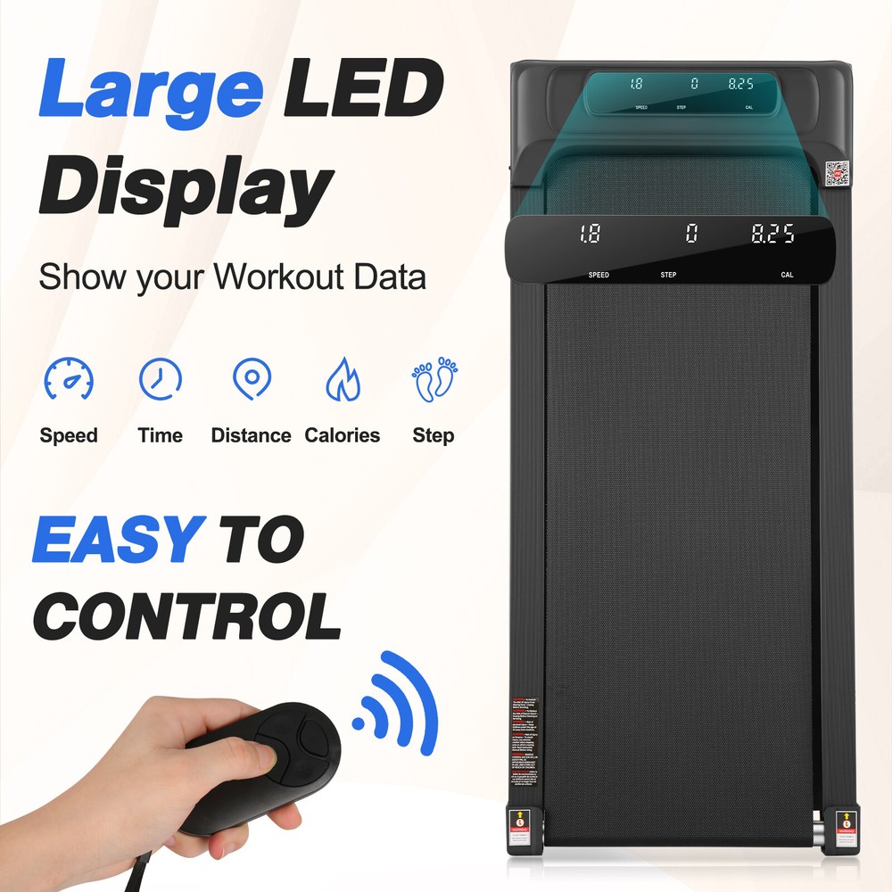 Walking Pad Treadmill Electric Under Desk Flat Treadmill Quiet w/ Remote Control