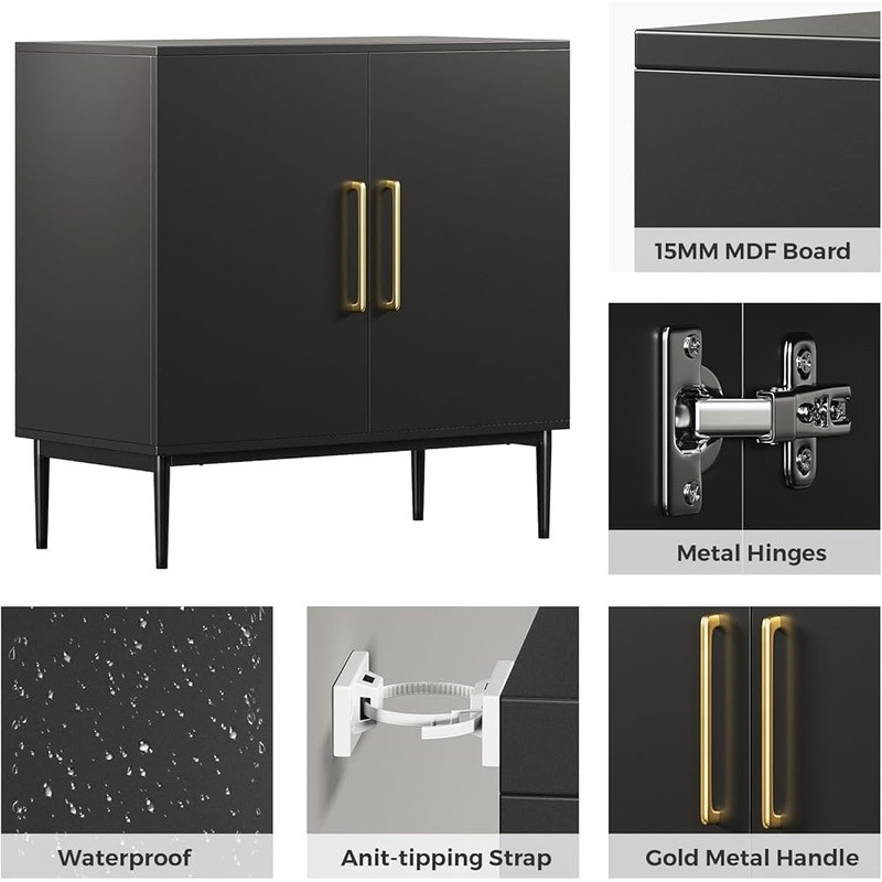 Durable MDF Sideboard Storage Cabinet Buffet Console Table W/ Metal Hinges New
