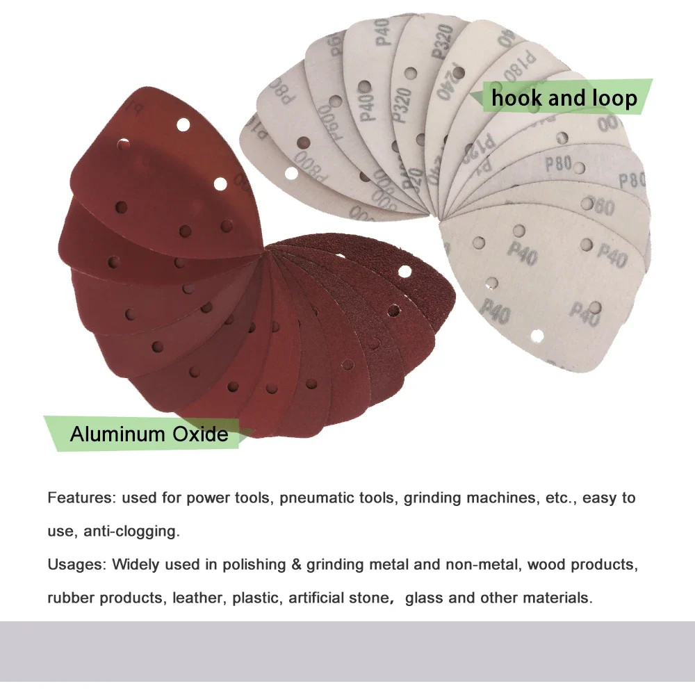 140*98*mm 6Hole Sanding Sheets Triangle Red Sandpaper Hook & Loop 40 -1000 Grits