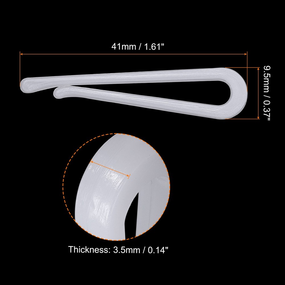 200pcs Durable Plastic Alligator Clip, 1.61" White U Shape