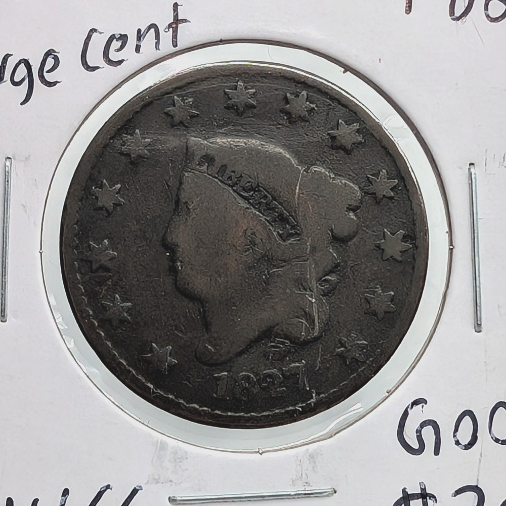 1827- US Coronet Head Large Cent- Good