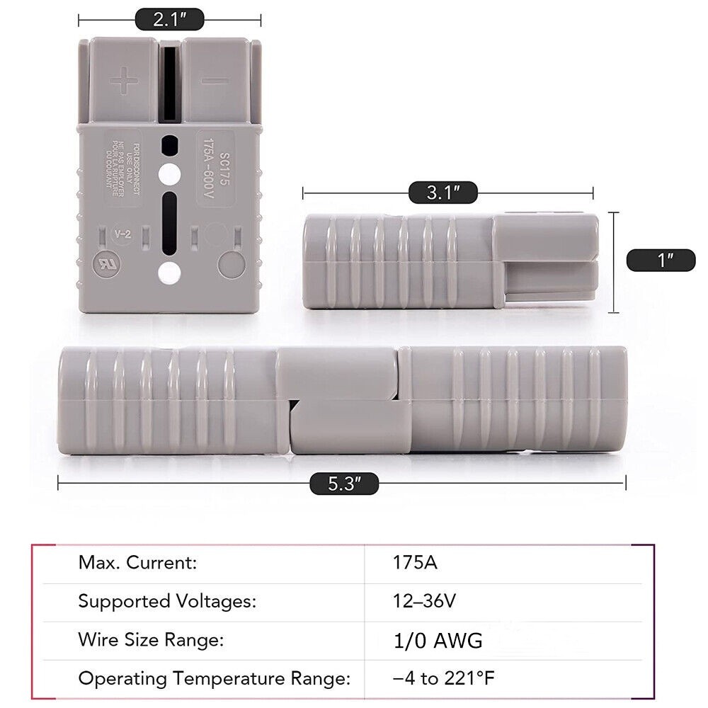 175A BATTERY QUICK Connect Plug Winch Disconnect Terminal Connector 600V 2AWG
