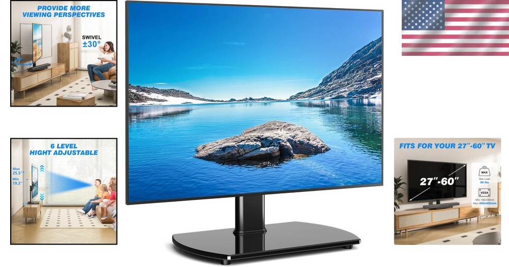 Universal TV Stand Mount with Cable Management=