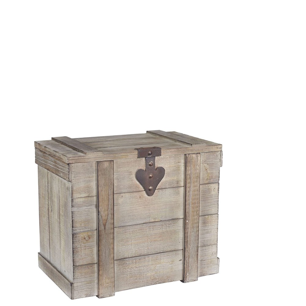 White Washed Rustic Decorative Wooden Trunk, Medium
