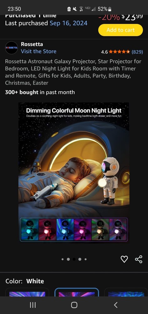 Rossetta Astronaut Galaxy LED Night Light Projector Remote Timer Color Changing