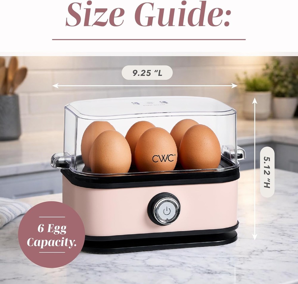 6-Egg Capacity Egg Cooker – For Soft Medium Or Hard-Boiled Eggs Rapid Cook Time