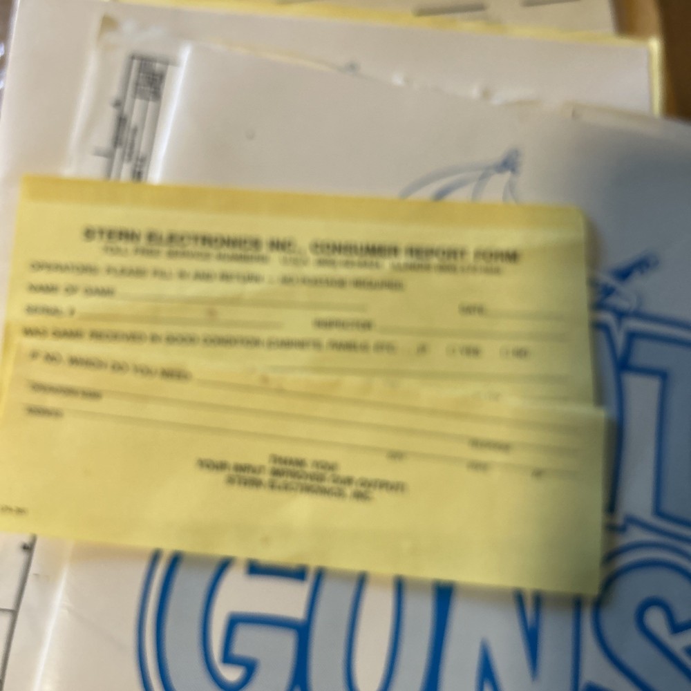 Great Guns Stern Set Arcade Game manual