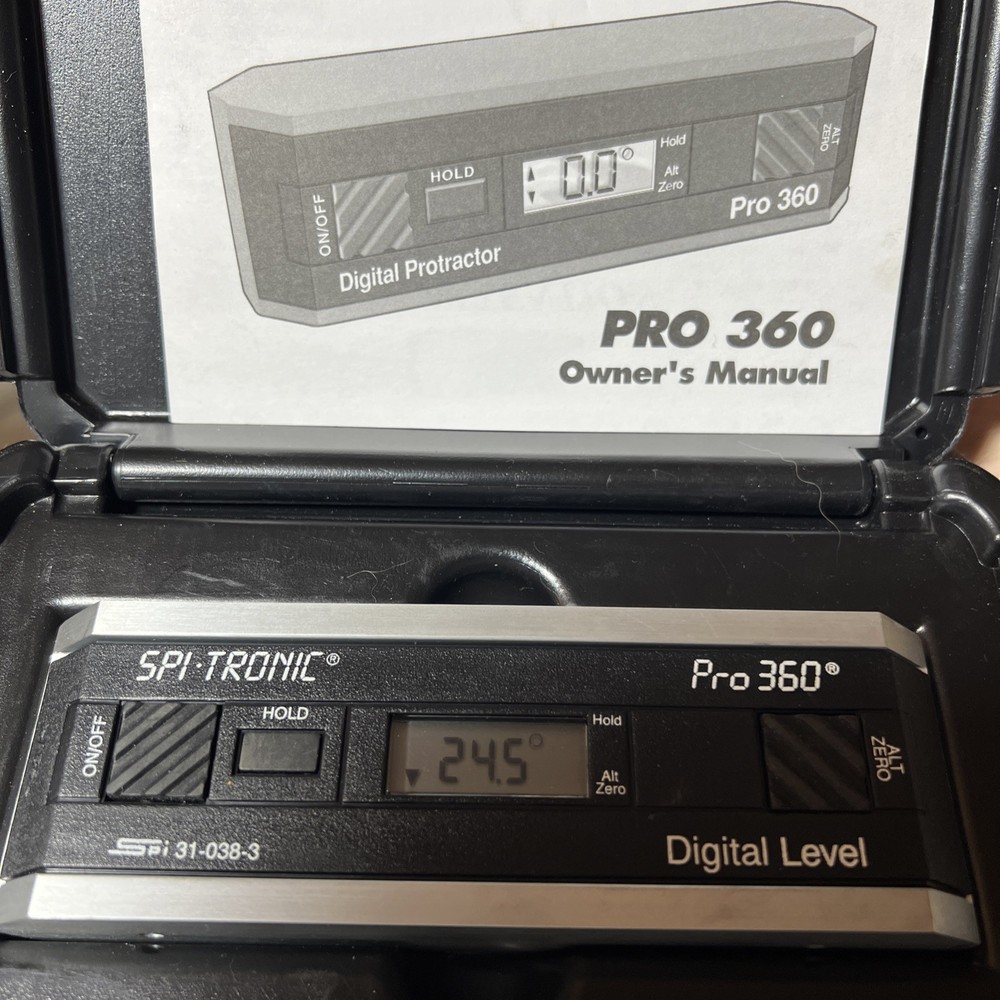 Spi-Tronic Pro 360 Digital Level Protractor 31-038-3 Black Case Clean & Tested
