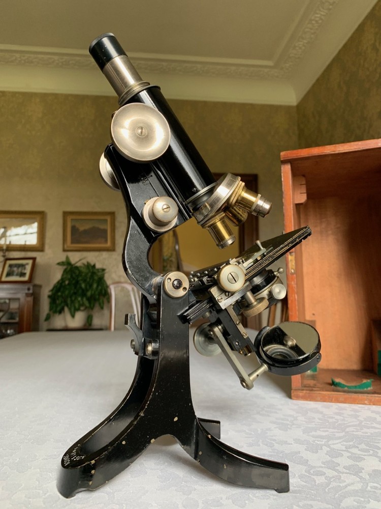Antique J. Swift & Son - Army Bacteriological Brass Microscope - c1910, Cased