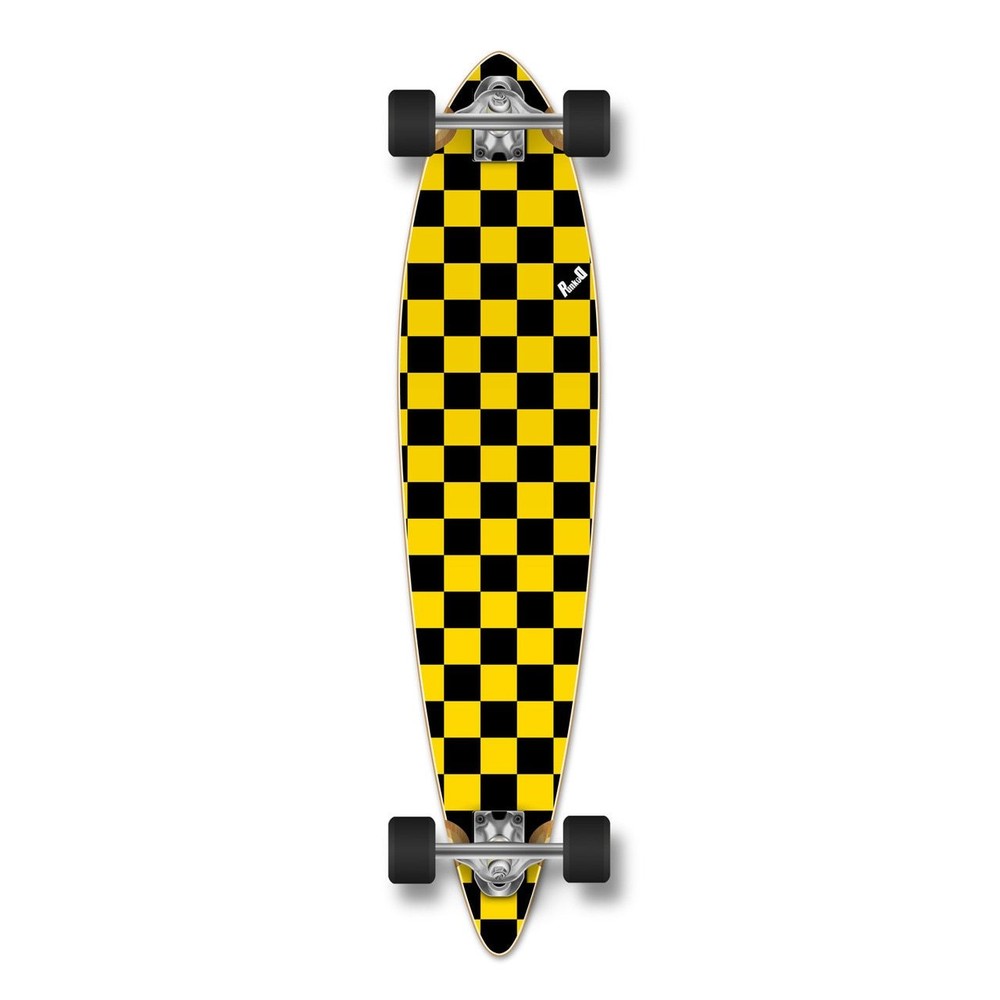 Yocaher Pintail Longboard Complete Checker Yellow