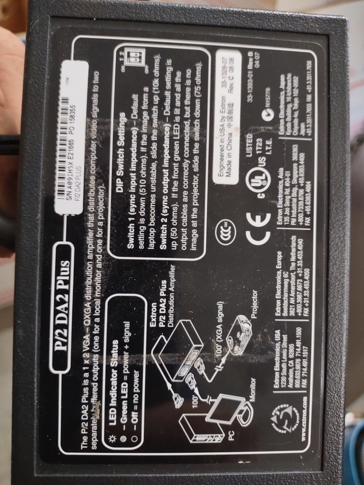 Extron P/2 DA2 Plus Dual Output VGA Distribution Amplifier