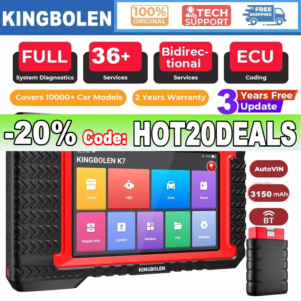 KINGBOLEN K7 Car OBD2 Scanner All System Diagnostic Tool ECU Coding IMMO Reader