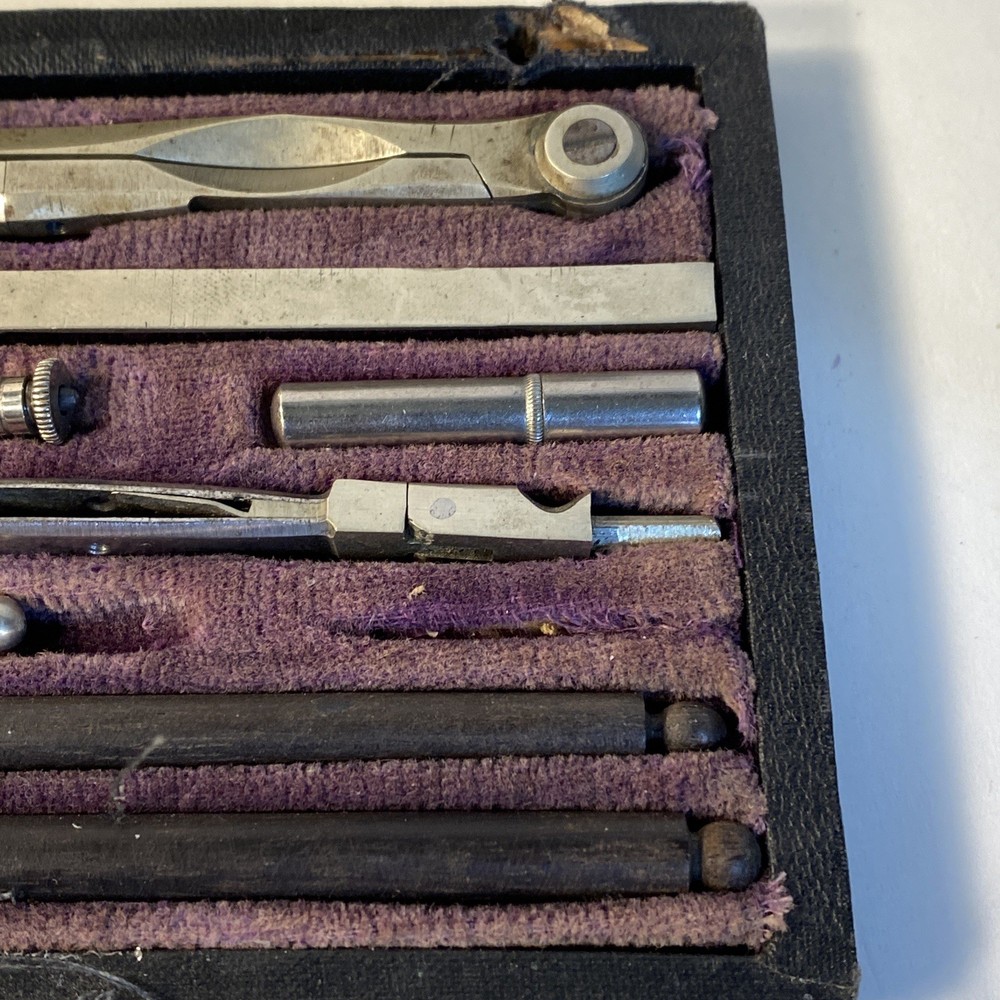 Antique Drafting Tool Kit In Hard Case