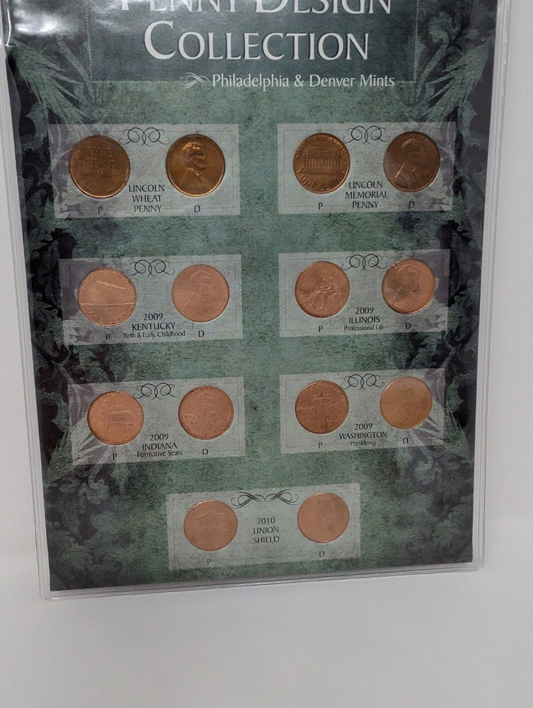 Brilliant Uncirculated Penny Design Collection P & D Mints COA Display