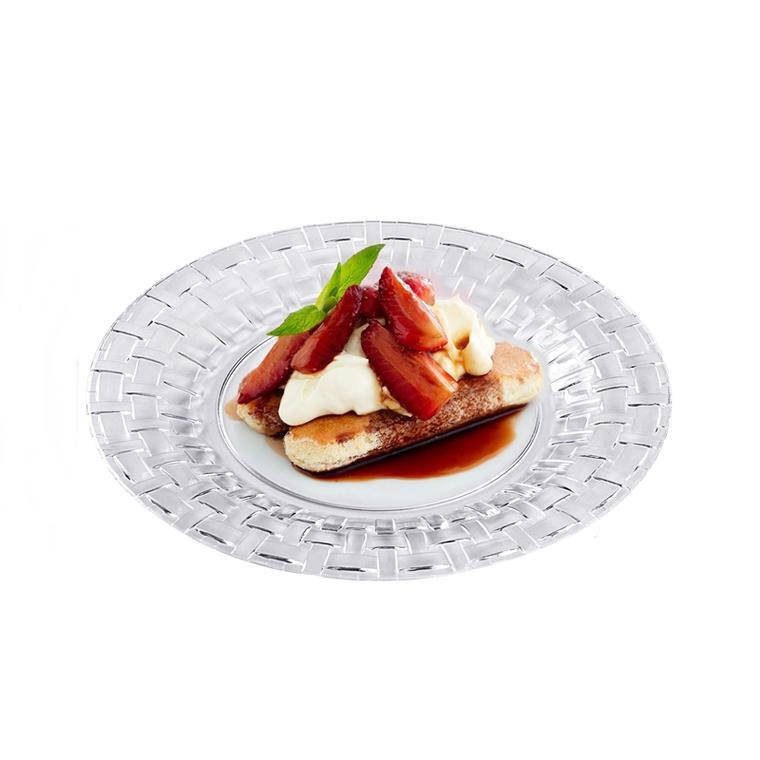 7" CLEAR DESSERT PLASTIC PLATES Round Basketweave Party Wedding TABLEWARE