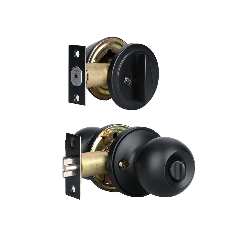 Front Door Lock Set Exterior with Deadbolt, 1 Pack, Matte Black