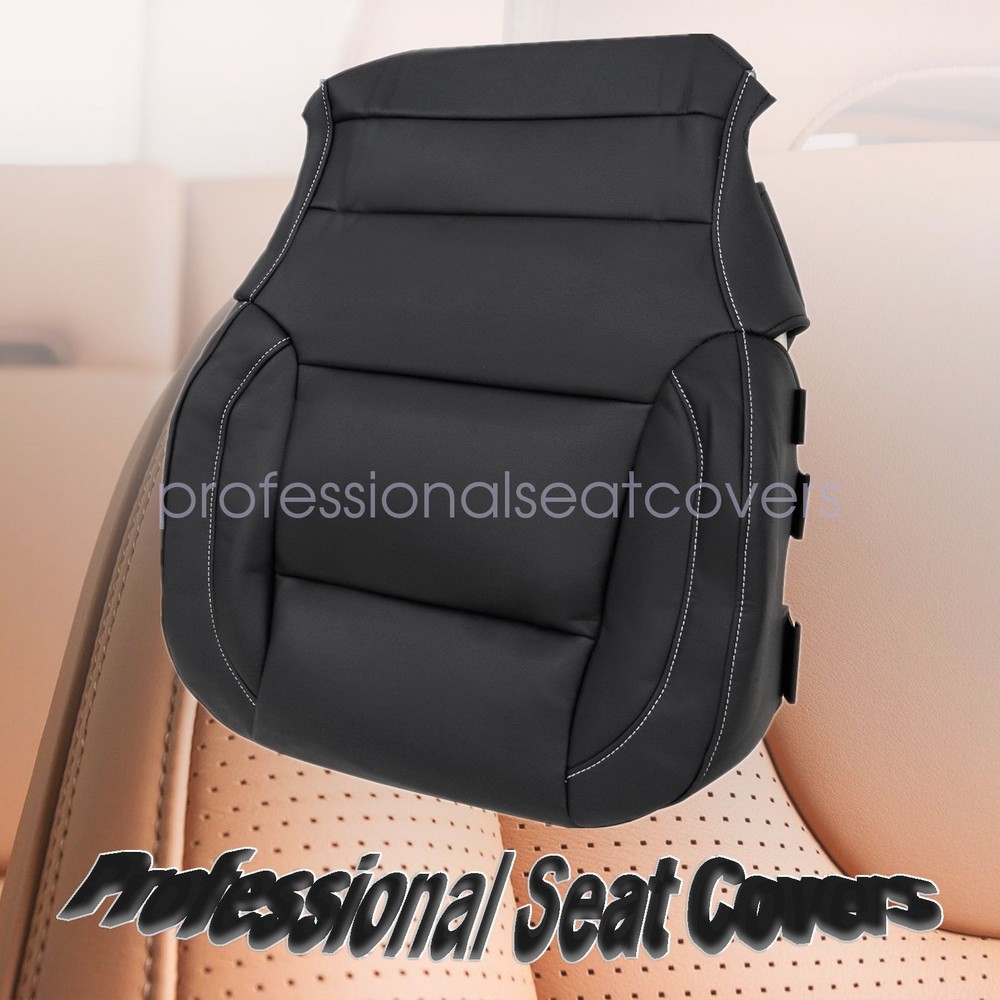 Black Leather Driver Bottom Seat Cover Replacement For 2014-2019 Chevy Silverado