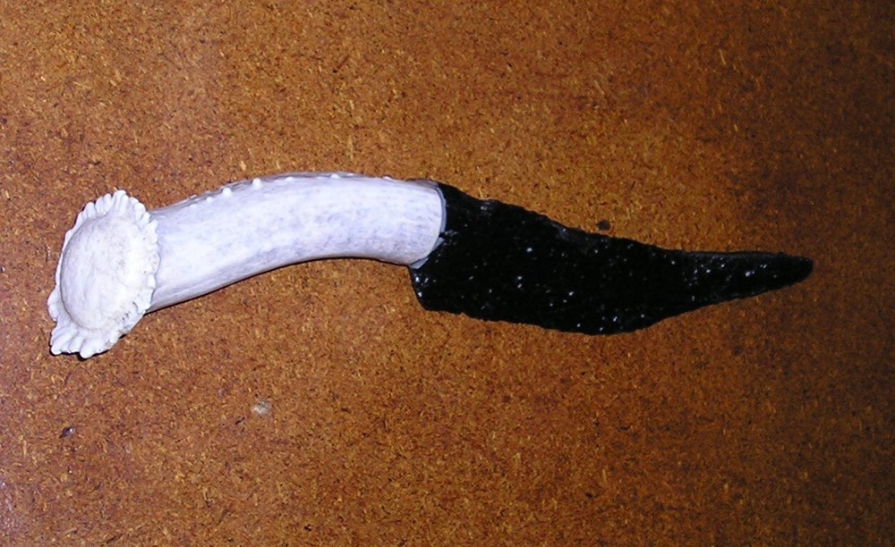 Primitive Obsidian & Stag Handled Hand Made Knife