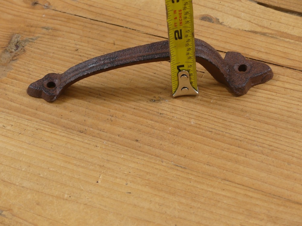 4 CAST IRON HANDLES RUSTIC DRAWER PULLS 6" LONG HANDLE GRASP DOOR GATE FARM